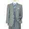 Luciano Carreli Collection Platinum Grey With Sky Blue /  Navy / White Windowpanes Platinum Grey Hand-Pick Stitching Super 150'S Vested Suit 5250/444